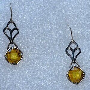 Silpada Retired Oxidized .925 Sterling Silver & Citrine Earrings